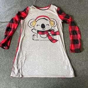 Girls Koala Red Plaid Nighty